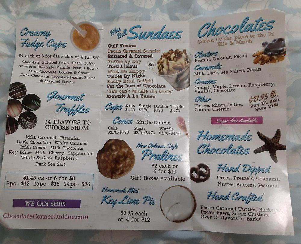 Menu at Chocolate Corner & Ice Cream desserts, Gulf Shores