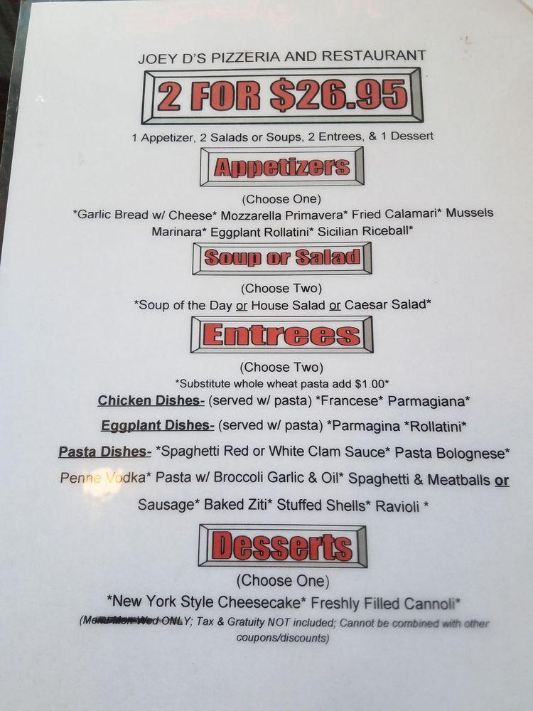 Menu at Joey D's Brick Oven Pizza & Restaurant Brick NJ, Brick