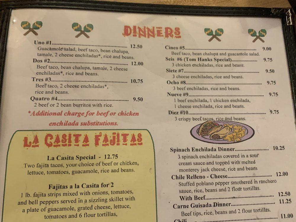 Menu at La Casita restaurant, Pearland, County Rd 127