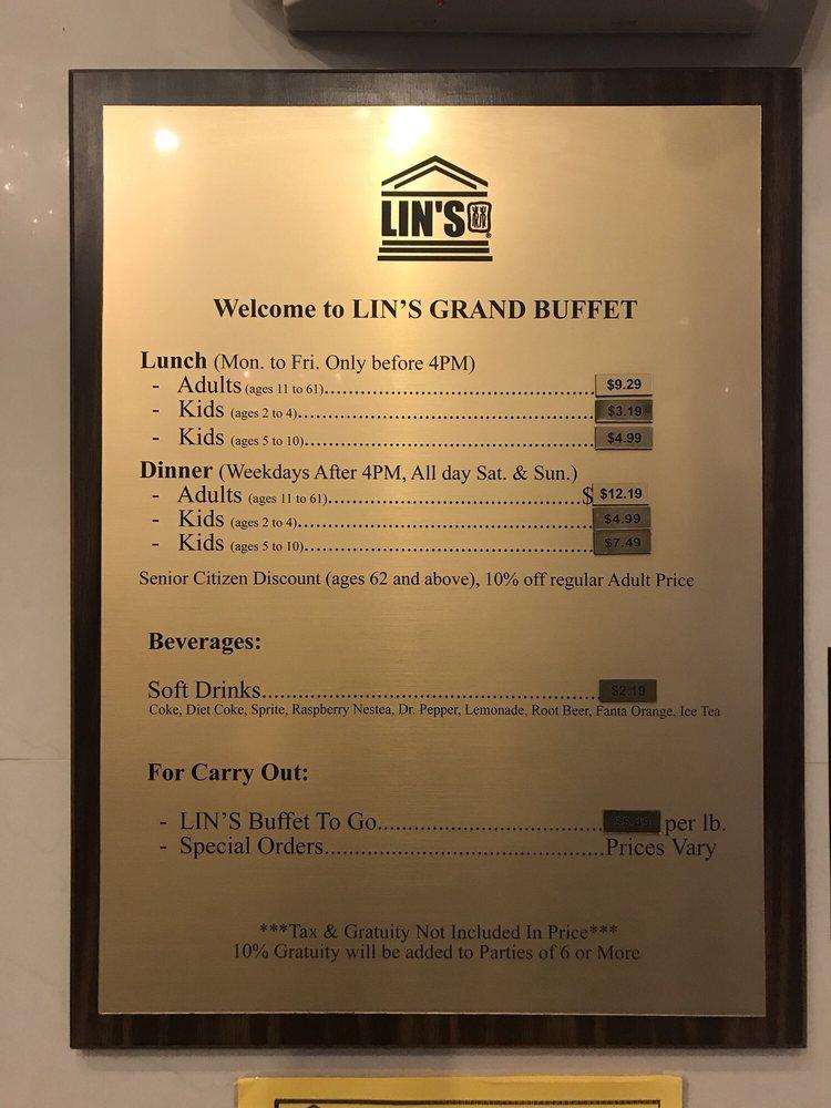 Menu at Lin's Grand Buffet restaurant, El Paso, Gtwy Blvd E