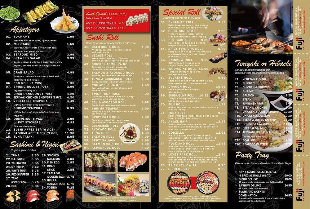 Menu at Fuji Cajun restaurant, Loves Park