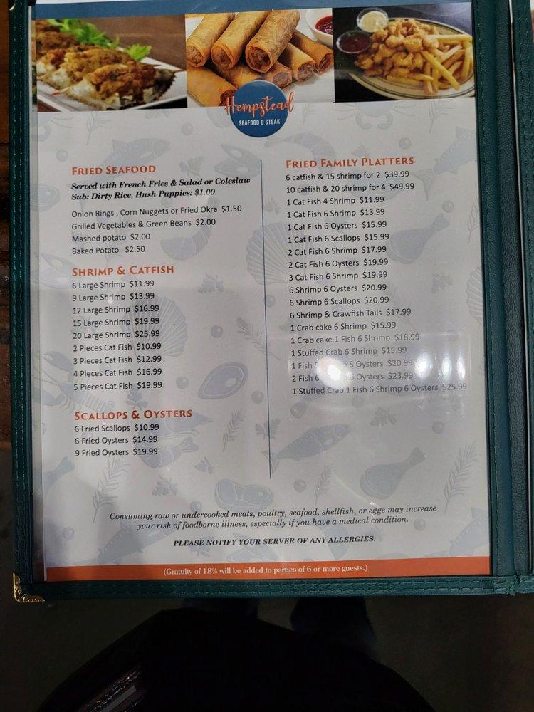 Menu at Hempstead Seafood Restaurant & Stk, Hempstead