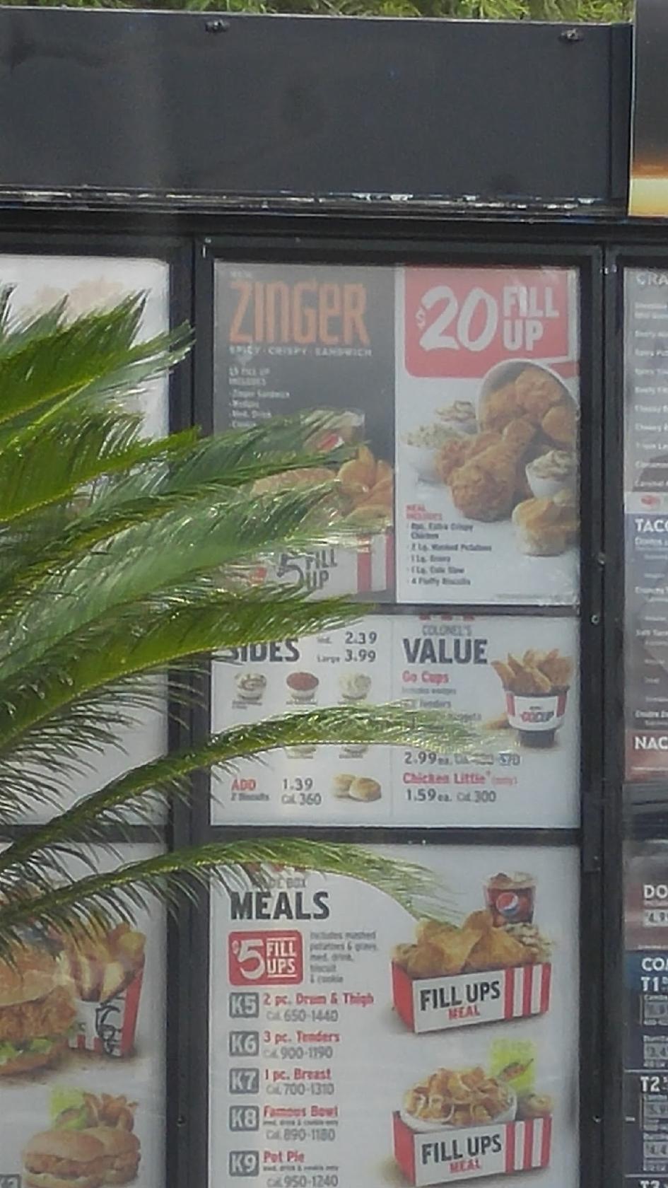 Menu at KFC fast food, Baton Rouge, 122 Lobdell Ave