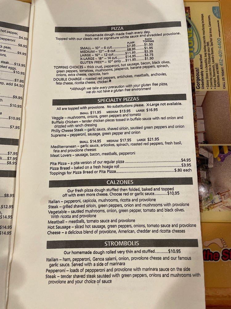 Menu at Pizzaz Italian Restaurant, Thompsonville