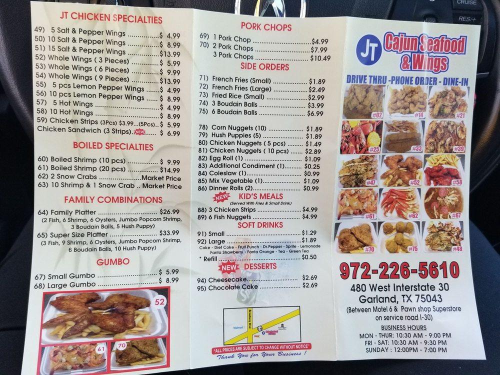 Menu at JT Cajun Seafood & Wings restaurant, Garland