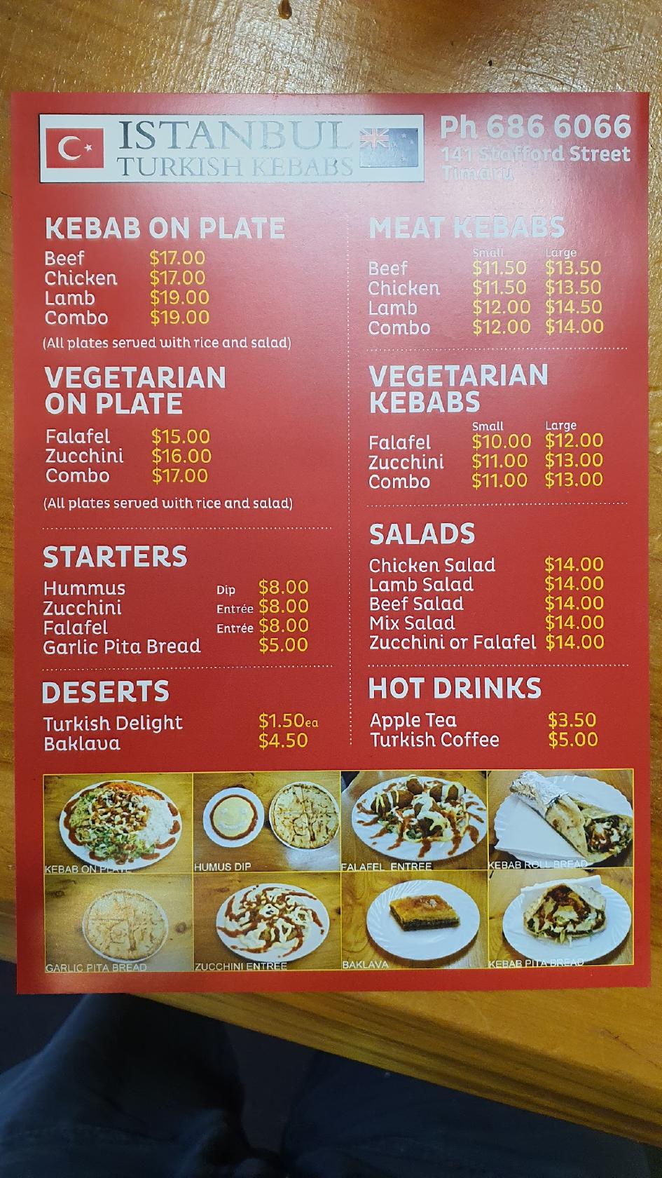 Menu At Istanbul Turkish Kebabs Restaurant, Timaru