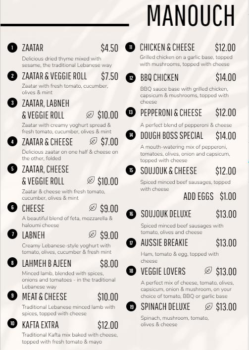 Carta del restaurante Dough Boss Chatswood, Chatswood