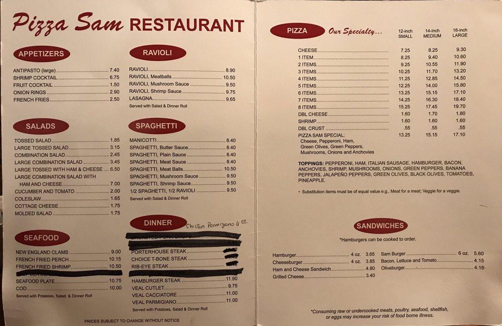 Menu at Pizza Sam pizzeria, Alma