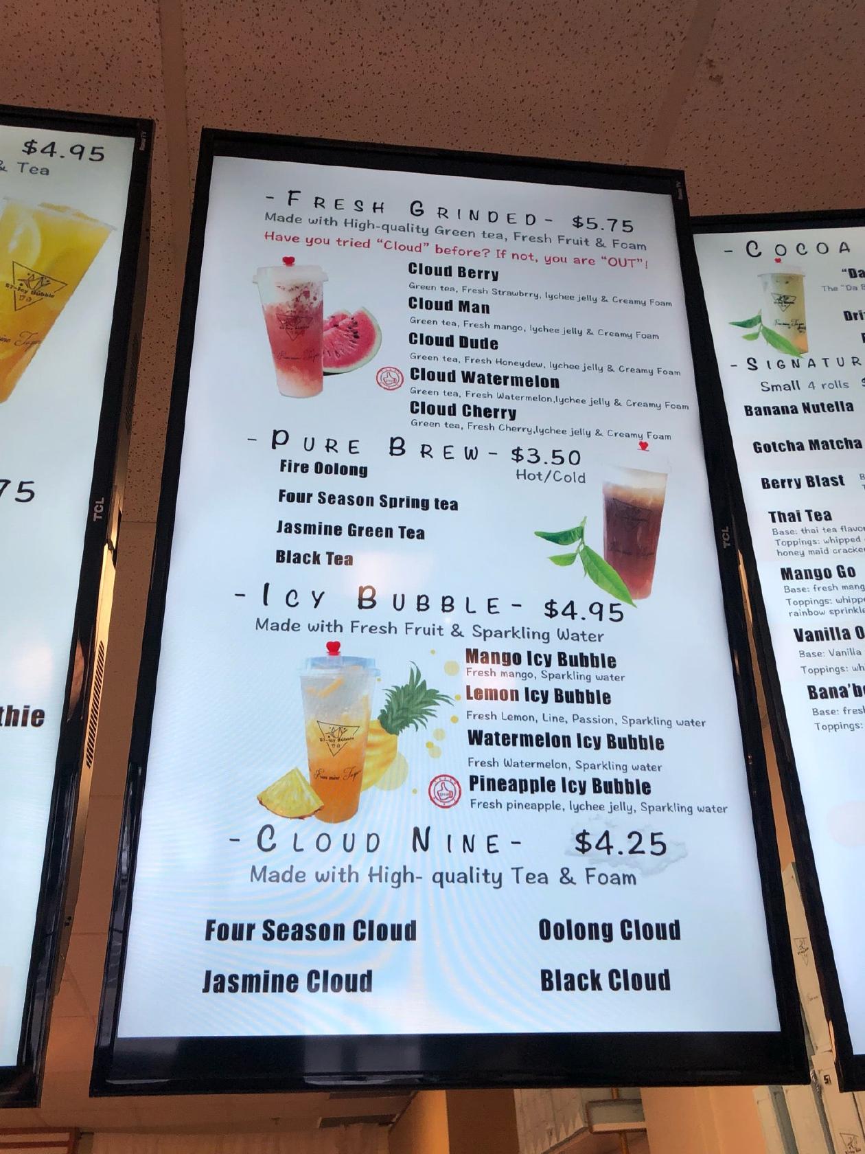 Menu at Icy Bubble pub & bar, Pearl City