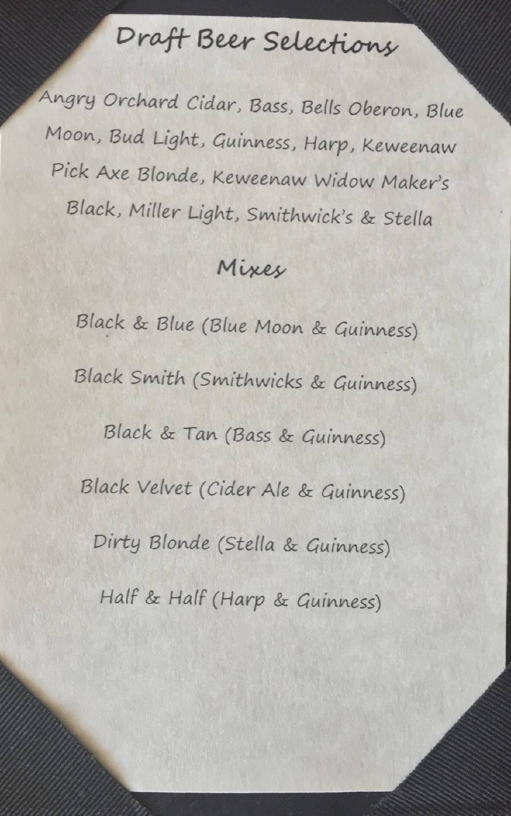 Menu at Murray's Irish Pub & Grill, Menominee