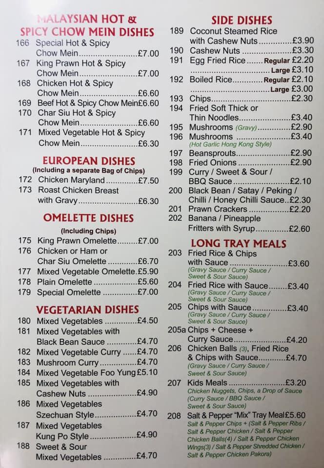 Menu at Panda Take Away restaurant, Livingston