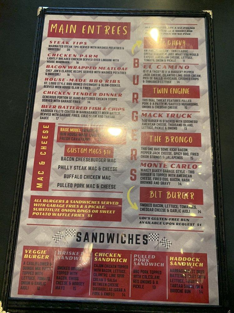 Menu at Gibb's Garage Bar and Grille, Portsmouth