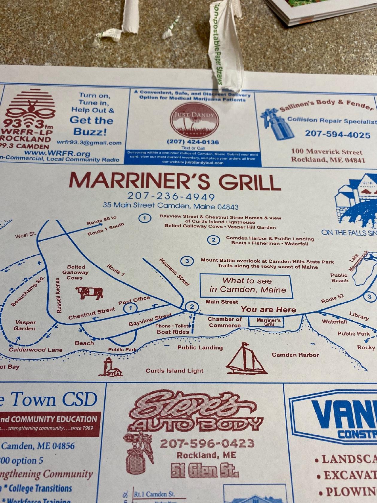 Menu at Marriner’s Restaurant, Camden
