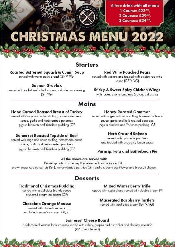 Menu at The Carpenters Arms pub & bar, Yeovil