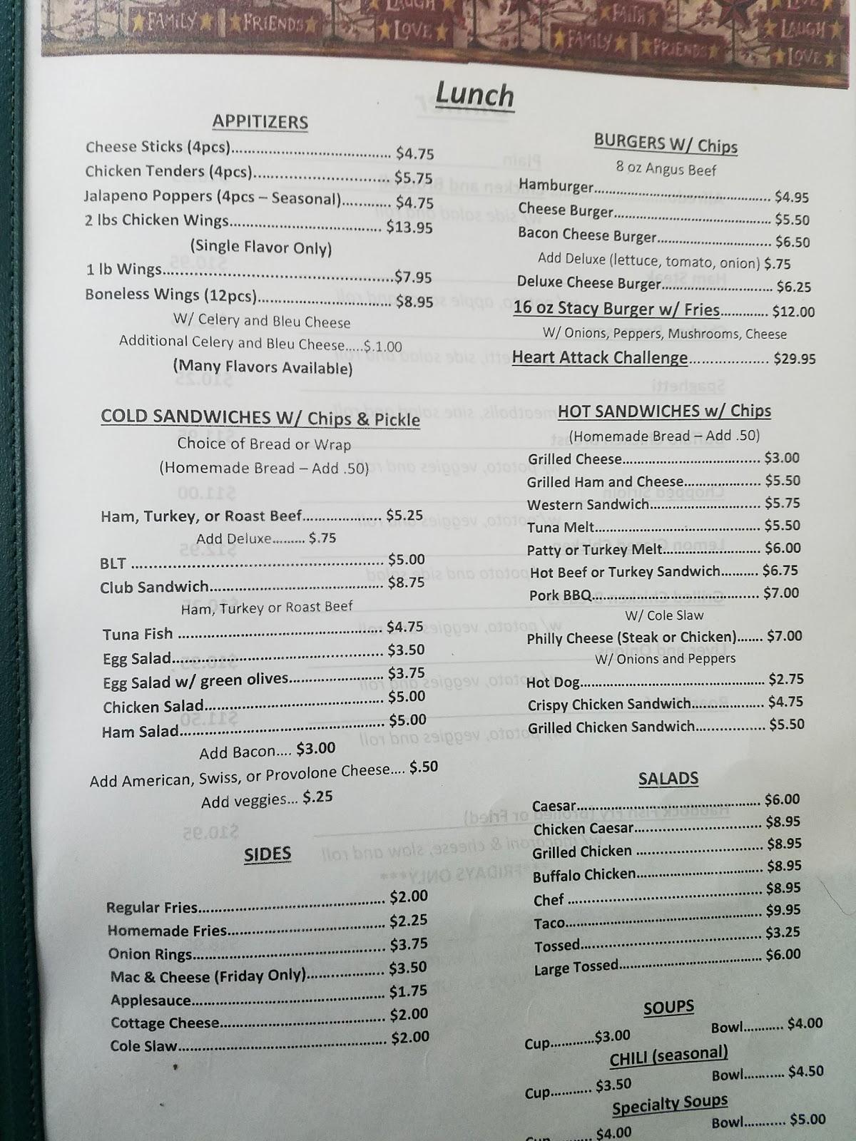 Menu at The Wright Diner restaurant, Depauville