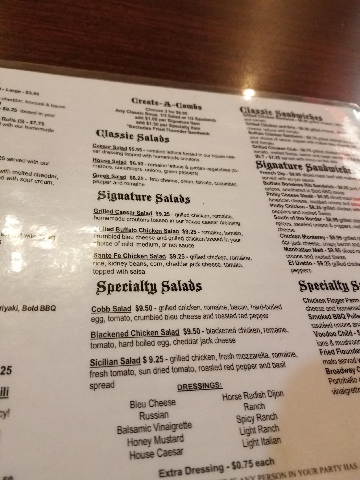Menu at Lisa's Buffalo Grille restaurant, Greenlawn