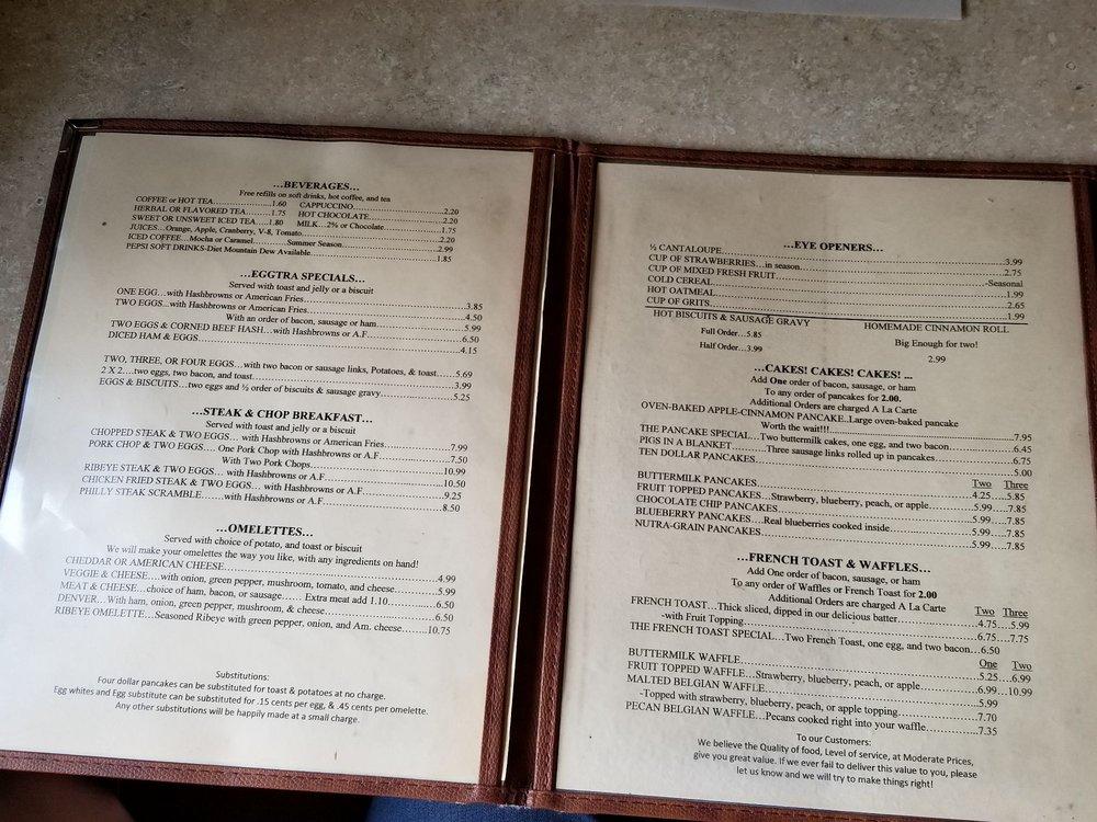 Menu at Cahill's Family Pancake House restaurant, Danville