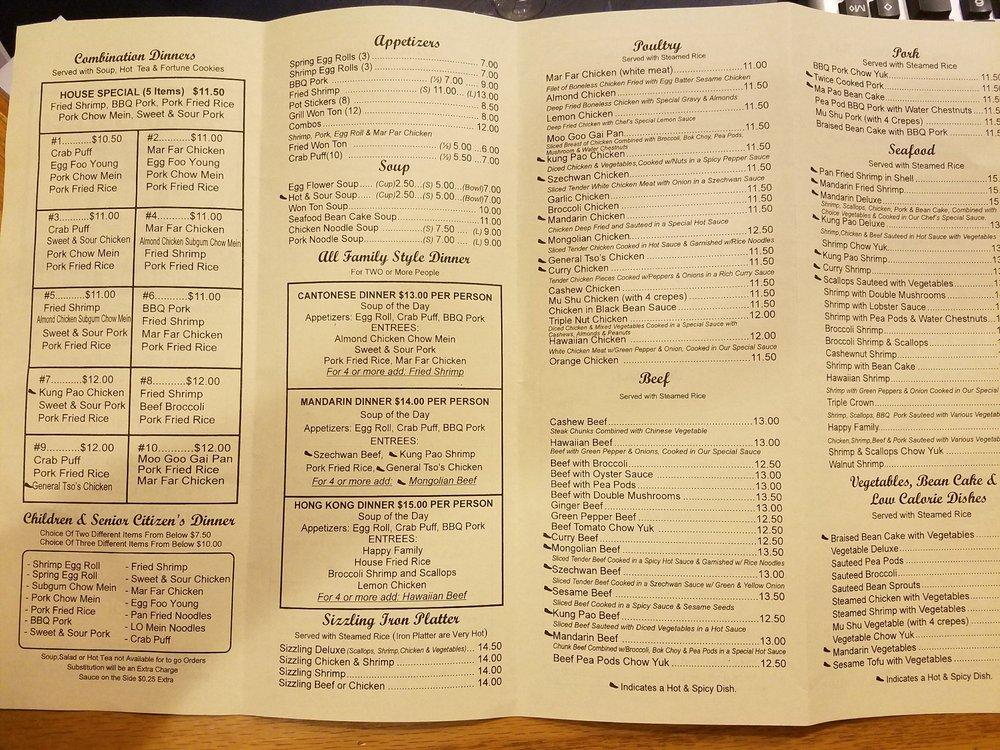 Menu at Asian Garden restaurant, Bandon