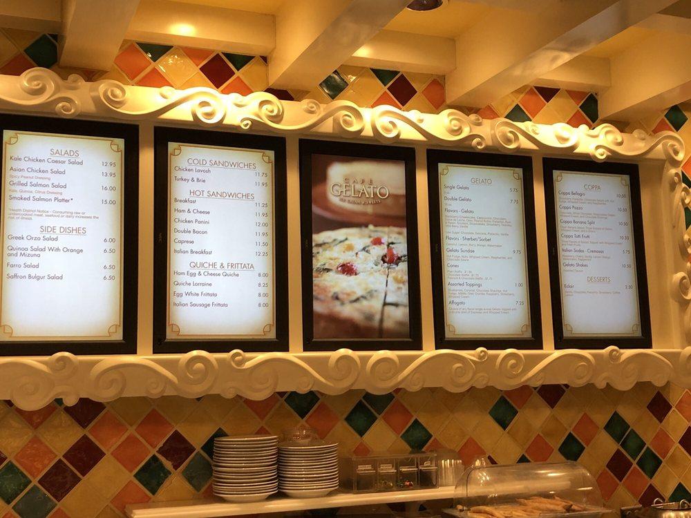 Menu at Cafe Gelato, Las Vegas, 3600 S Las Vegas Blvd