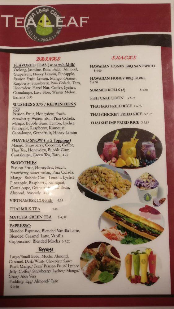 Menu at Tea Leaf Cafe, Reno