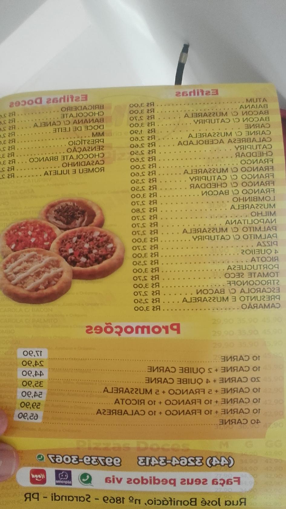 MM Esfiharia e Pizzaria cardápio