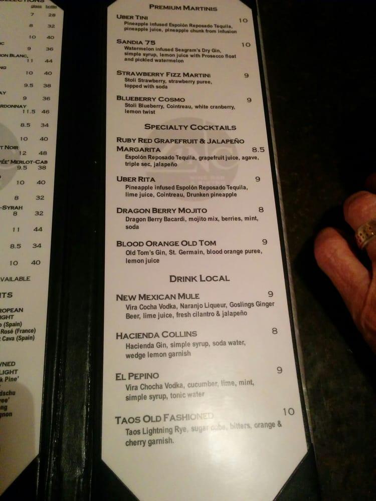 Menu at Zinc Wine Bar & Bistro, Albuquerque
