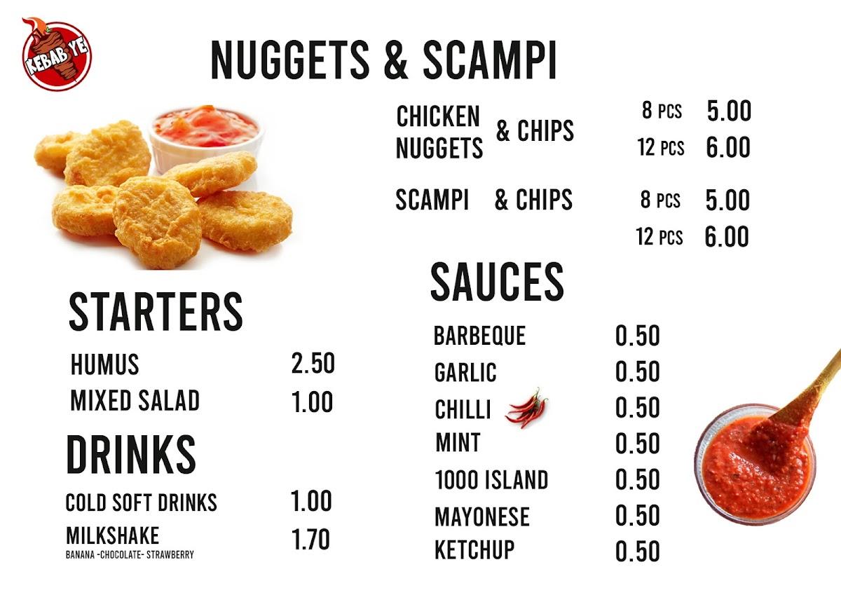 Menu at Kebab Ye restaurant, Leighton Buzzard