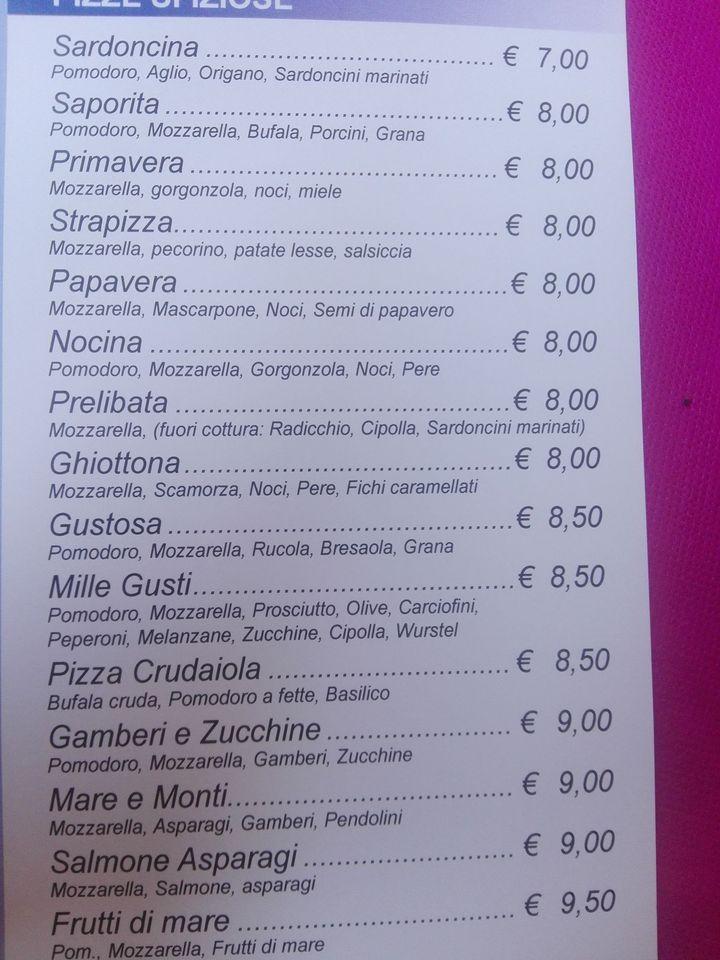 Menu at Strapizza restaurant, Riccione