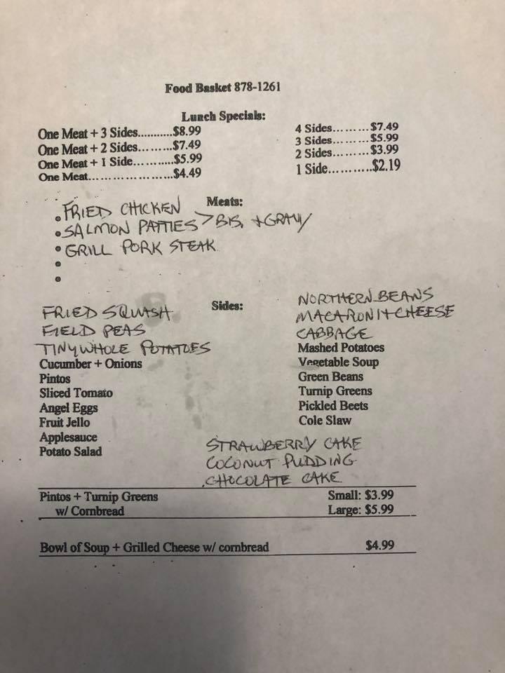 Menu at Food Basket restaurant, Albertville