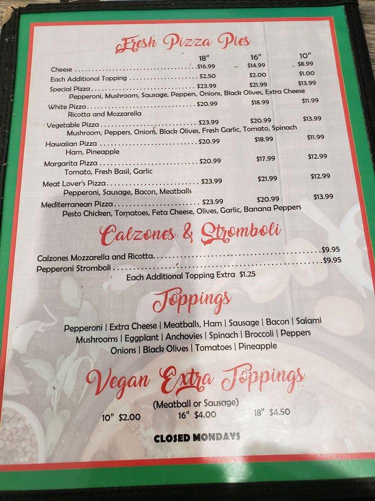 Menu at My Cousin Vinny's Pizza and Pasta restaurant, Ormond Beach