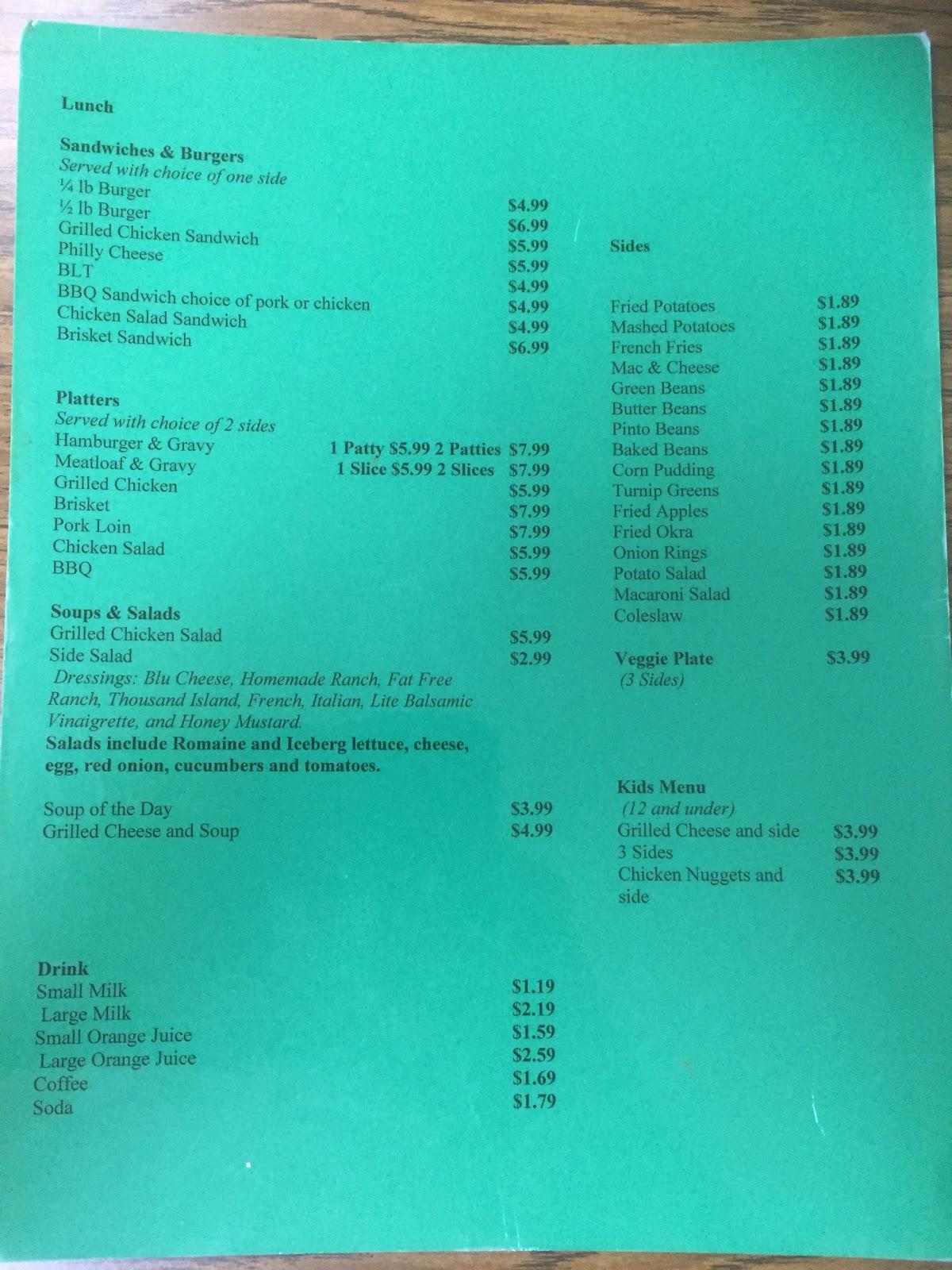 Menu at Rail Yard Restaurant, Appomattox