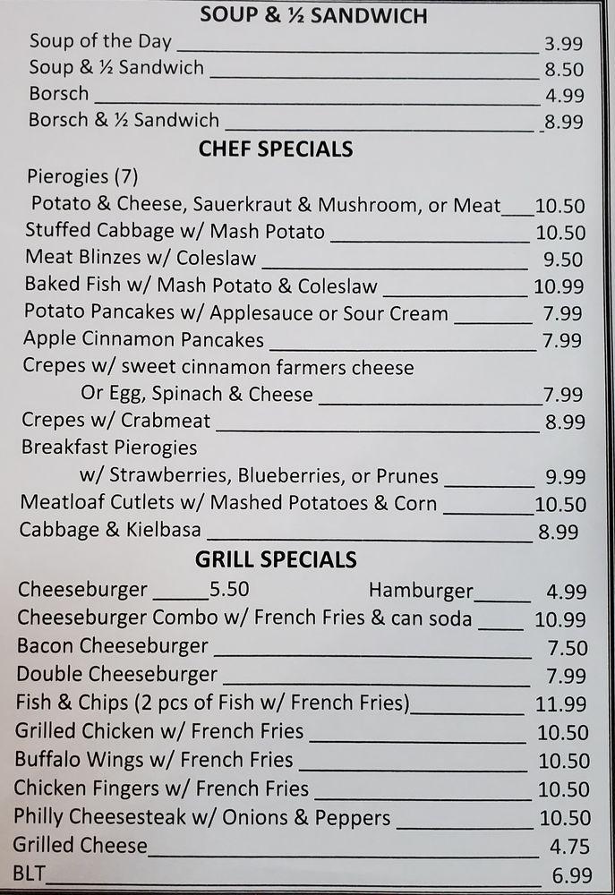 Carta del restaurante Sophia's Breakfast and Lunch, Newington
