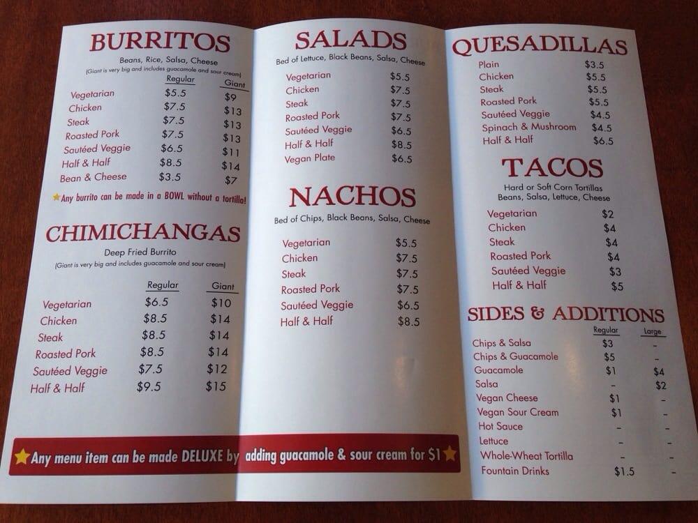 Menu at Burrito Perdido restaurant, Chesapeake