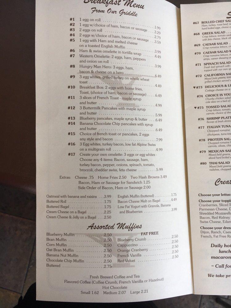 Menu at Park Avenue Deli restaurant, Rockville Centre, 276 Merrick Rd