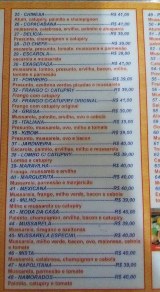 Pizzaria Cally cardápio