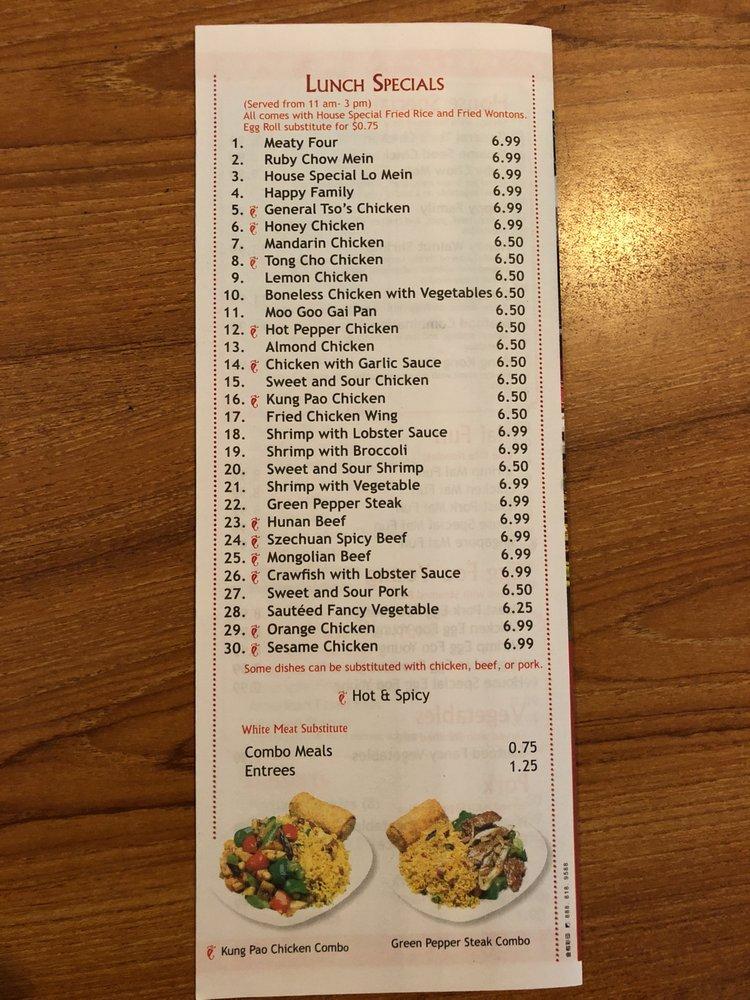 Menu at Ruby Garden Chinese Restaurant, LaPlace, US51