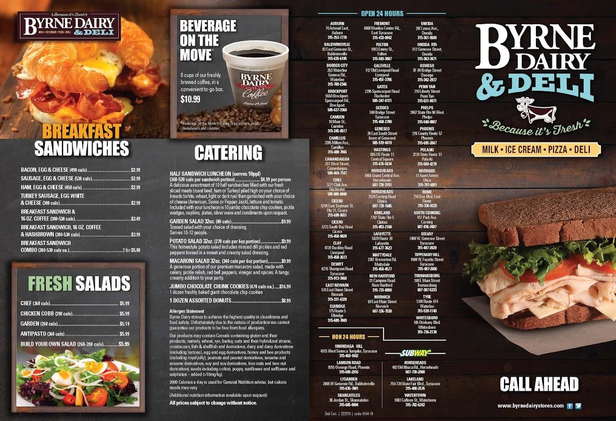 Menu at Byrne Dairy & Deli, Horseheads, Grand Central Ave