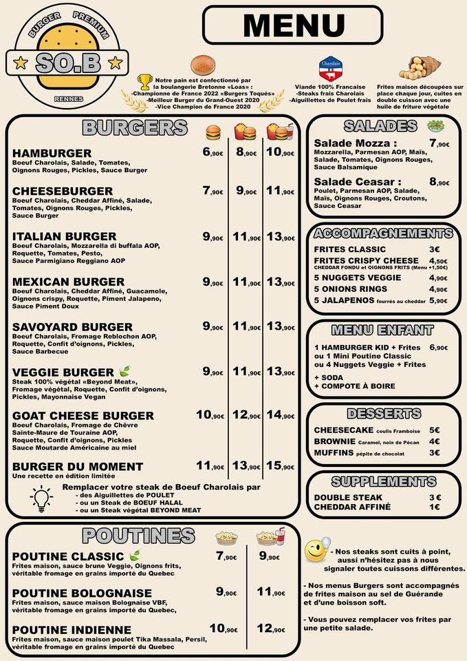 Menu de So.B