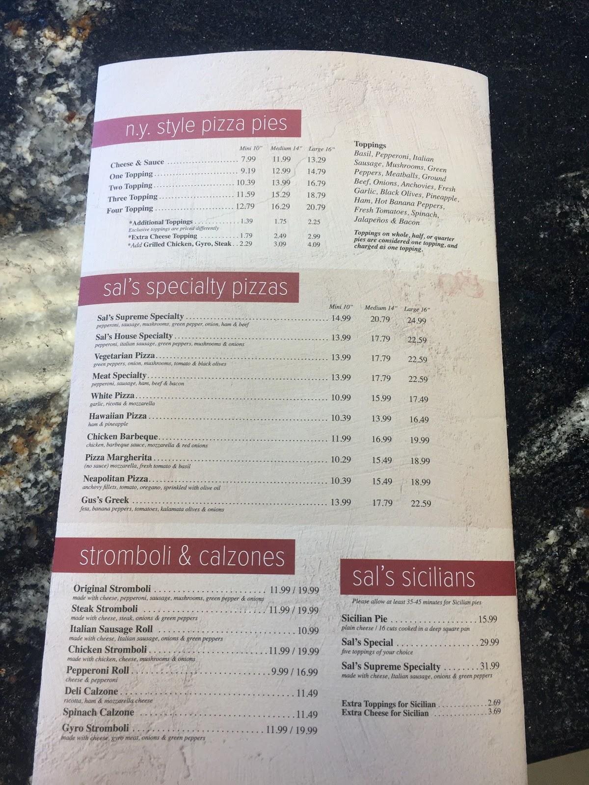 Menu at Mr. Submarine & Sal's Pizza pizzeria, Woodlake