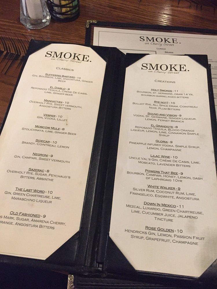 Menu at SMOKE. Woodfire Grill pub & bar, Tulsa