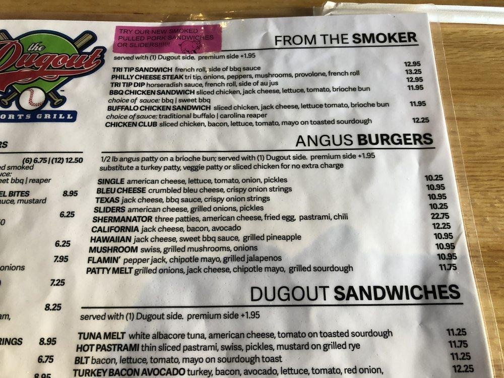 Menu at The Dugout Sports Grill pub & bar, Simi Valley