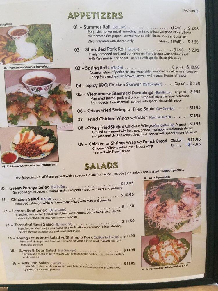 Menu at Bắc Nam restaurant, Honolulu