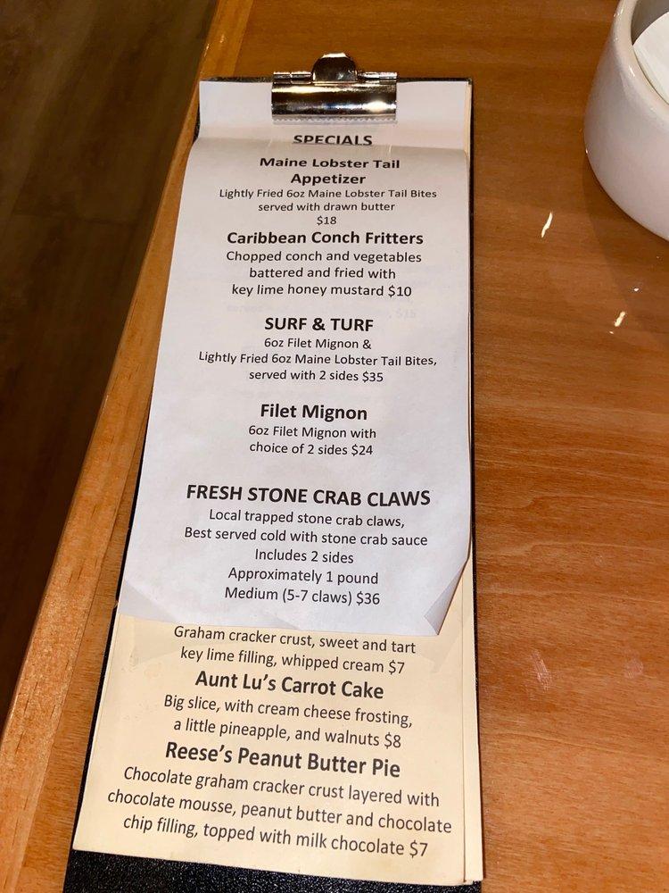 Menu at Clearwater Oyster Company restaurant, Clearwater