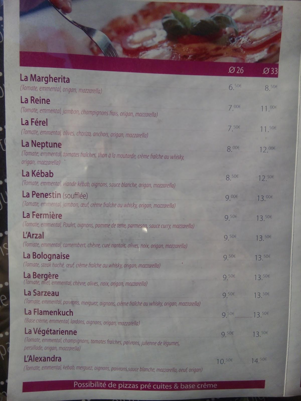 Menu at LA TOUR DE PIZZ restaurant, La RocheBernard