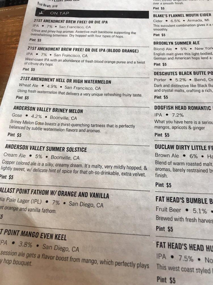Menu at Patties & Pints pub & bar, Portsmouth