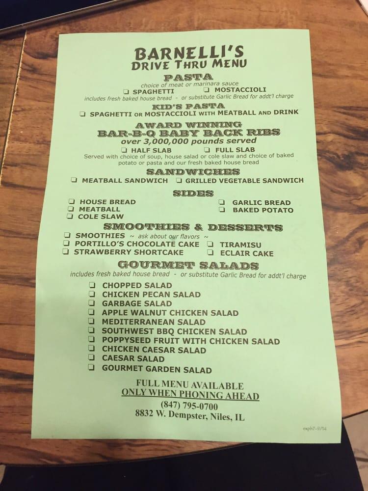 Menu at Portillo's & Barnelli's Niles, Niles, W Dempster St