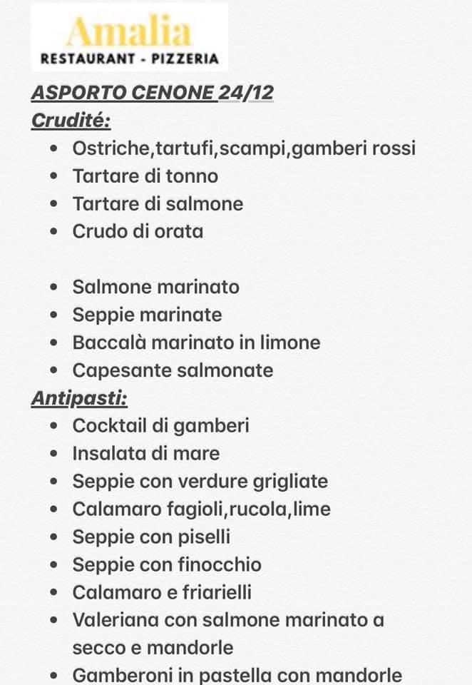 Menu di Ristorante Pizzeria Amalia 