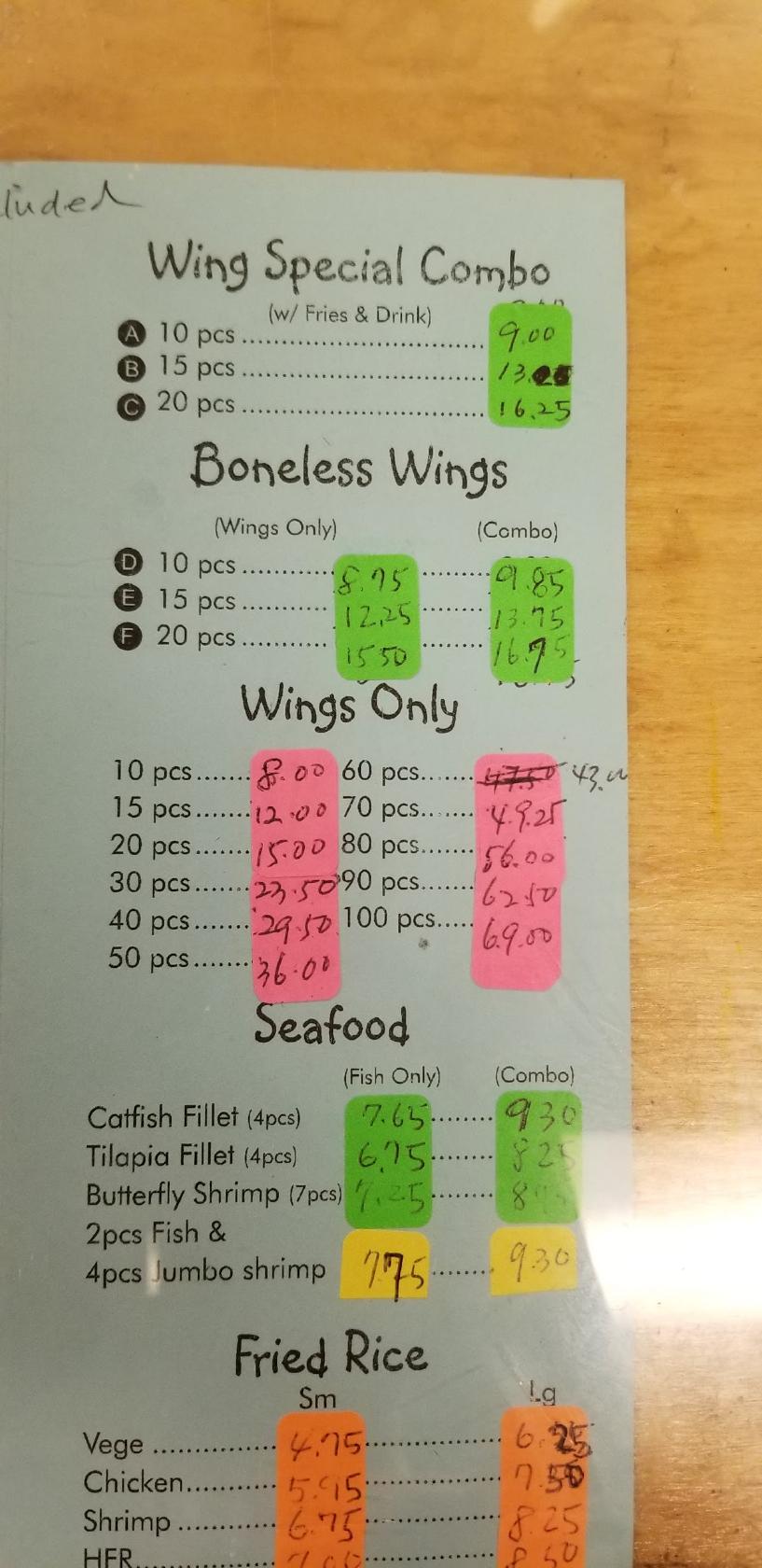 Menu at Wing City restaurant, Phenix City