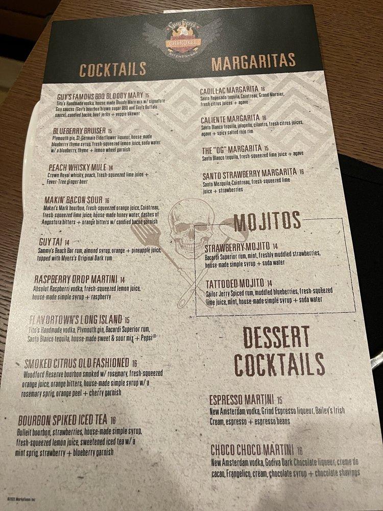 Menu at Guy Fieri's Cherokee Kitchen & Bar, Cherokee