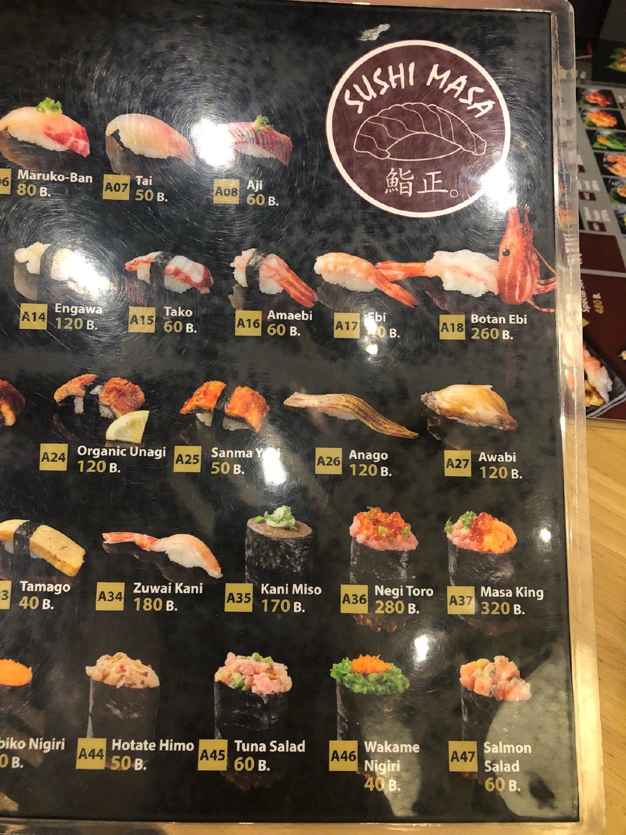 Menu At Sushi Masa Restaurant Bangkok 216 Samsen Rd